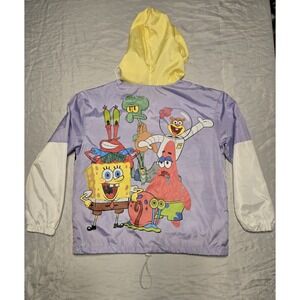 Nickelodeon‎ Spongebob Squarepants Hooded Windbreaker Jacket Small, 1/4 Zip READ